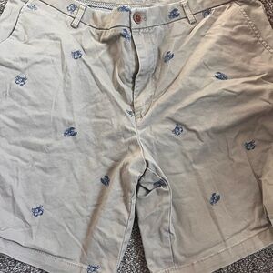 38 IZOD Men's Tan Shorts with Blue Pattern